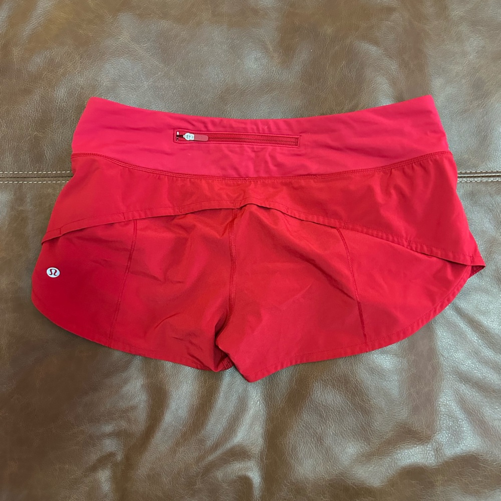 Red Lululemon Speed up low rise shorts